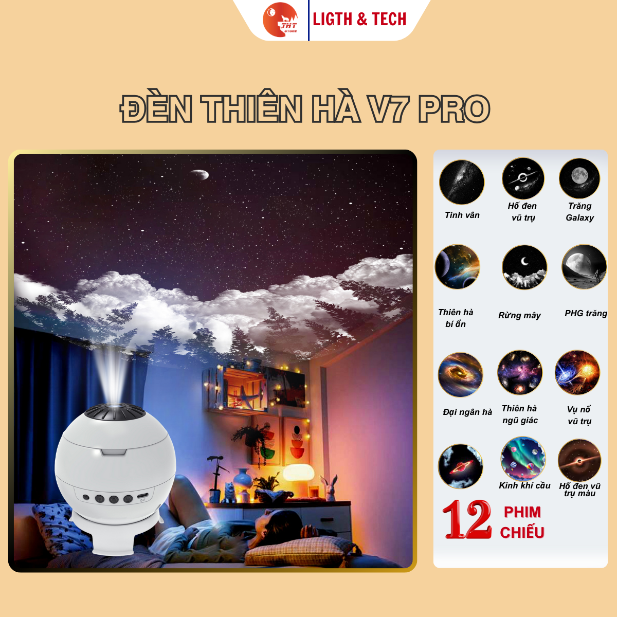 Đèn thiên hà V7 Pro THT SHOP đèn chiếu trần