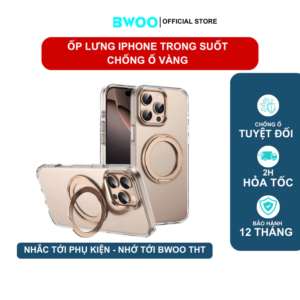 Ốp iPhone Cứng 11-17 PROMAX Trong Suốt giá đỡ xoay 360